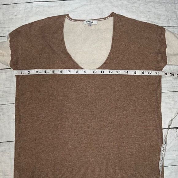 Madewell Kimball Pullover Sweater Colorblock Neutral Brown Wool Alpaca sz XXS - Picture 6 of 8
